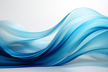 Abstract background with wavy lines. Blue smooth waves. Generative AI