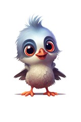 Cute baby Finch in Cartoon Style on white background - generative AI