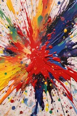colorful abstract paint splatter on canvas, created with generative ai