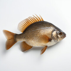 Crucian crap fish on white background. 3D illustration digital art design, generative AI