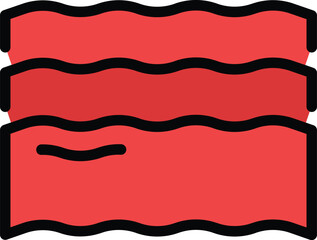 Bacon icon outline vector. Pork slice. Breakfast food color flat