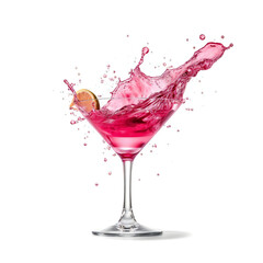 Cosmopolitan cocktail with splash. 3D illustration digital art design, generative AI - obrazy, fototapety, plakaty