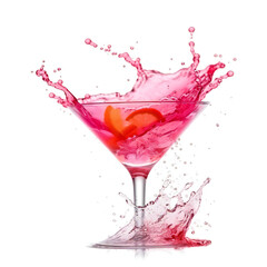 Cosmopolitan cocktail with splash. 3D illustration digital art design, generative AI