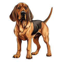 Expressive and Sniffing Champion: 2D Art Depicting the Adorable Bloodhound - obrazy, fototapety, plakaty