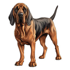 Expressive and Sniffing Champion: 2D Art Depicting the Adorable Bloodhound - obrazy, fototapety, plakaty
