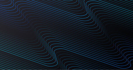 Abstract blue dynamic lines curve the background. Futuristic hi-technology. Landing page. Banners, flyers, and presentations. Vector illustration