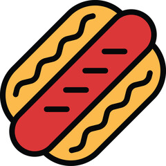 Hot dog icon outline vector. Hotdog food. Sausage bun color flat