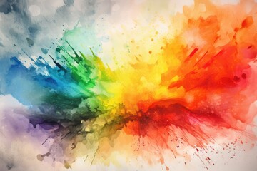 watercolor painting of rainbow, with the vibrant colors clearly visible, created with generative ai