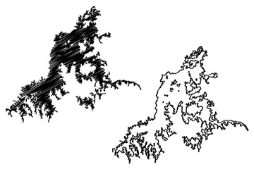 Lake Gatun (Republic of Panama, central america) map vector illustration, scribble sketch Lago Gatún map