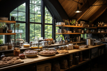 Cozy Breakfast Bar with Freshly Baked Goods Generative AI