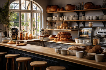 Cozy Breakfast Bar with Freshly Baked Goods Generative AI