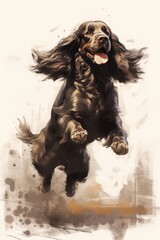 An English cocker spaniel illustrated in a studio. (Illustration, Generative AI)