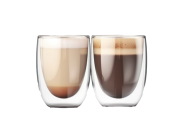 Empty transparent latte coffee double wall glass cup isolated on transparent background. Generative AI.