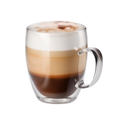 Coffee with milk isolated on transparent background. Generative AI.