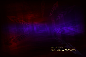 Abstract geometric dark purple background with arrows, explosion effect
