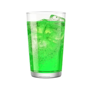 Glass of green soda isolated on transparent background. Generative AI.