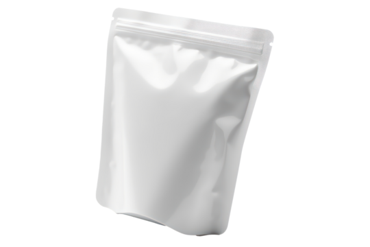 Single blank flexible food or drink pouch bag. Generative AI.