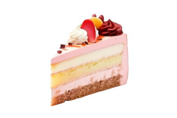 Piece of cake isolated on wallpaper background. Generative AI.