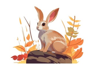 Rabbit in Cartoon Style on white background - generative AI