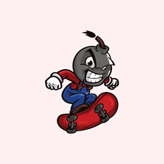 Boomber skateboard character logo vector