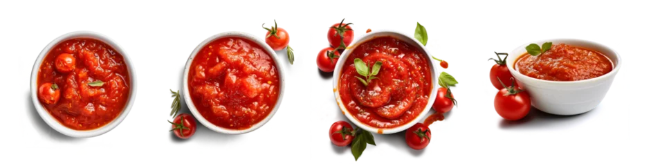 Foto op Canvas set of bowl tomatoes sauce isolated  © Oğuzhan