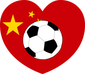 China Chinese Flag Heart Soccer Football Concept