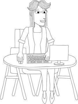 recommend clip art: Woman Working Behind Desk Computer Workstation