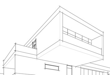 house building architectural drawing 3d illustration
