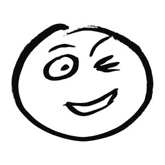 Smile icon vector. Face emoticon sign joy wink