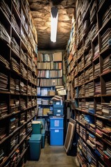 files with employee records organized on shelves, created with generative ai