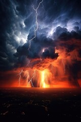 lightning illuminating the dark hurricane clouds, created with generative ai