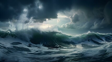 Panoramic View of a Stormy Sea