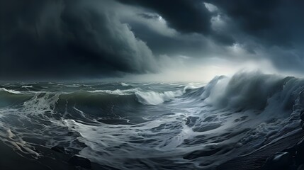 Fototapeta premium Panoramic View of a Stormy Sea