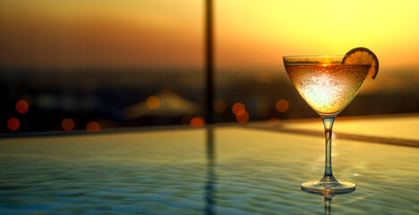 プールサイドの光るカクテルドリンク Generative AI