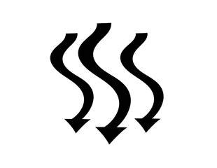 three curving arrows pointing downwards against a white background