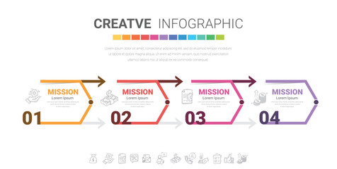 Infographics template with 4 labels, Can be used for workflow layout, diagram, business step options, banner, and web design.