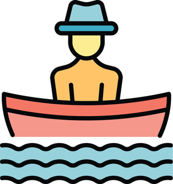 recommend clip art: Gondola tourist icon outline vector. Italy venice. Venezia gondolier color flat