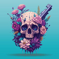 skull and gun
