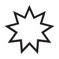 Baha'i religious symbol, vector illustration, black on white background