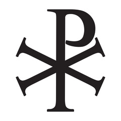 Christianity chi rho symbol, vector illustration, black on white background