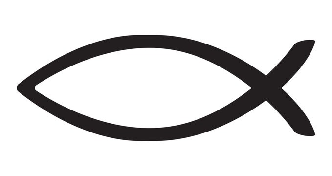 Christianity ichthys symbol, vector illustration, black on white background