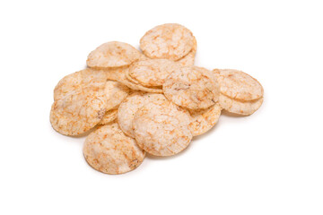 Rice chips isolated on white background.