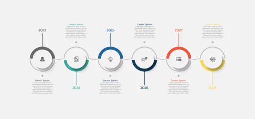 Fotobehang Vector business infographic timeline background design template with 6 steps © Athapon