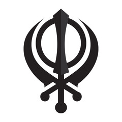 Sikhism Khanda religious symbol, vector illustration, black on white background
