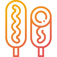 corn dog gradient line icon