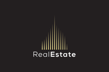 Real estate gold logo design vector template