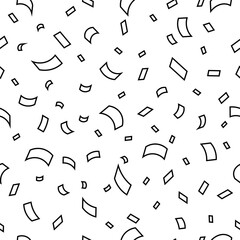 Black and white birthday or party  confetti seamless pattern Vector wallpaper of falling confetti paper cuts. Suitable for print or for website uses Wallpaper, wrapping paper, card or banner template.