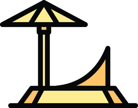 recommend clip art: Chaise lounge icon outline vector. Beach deck chair. Summer longue color flat