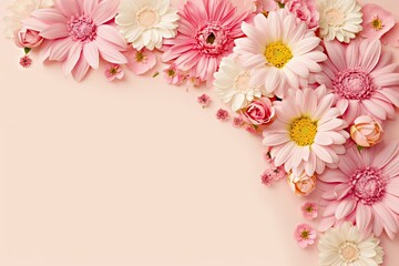 Romantic Card with Pink and White Floral Design. Spring Wedding Background. Generative AI illustrations