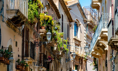 Architecture of Syracuse in Val di Noto, southern Sicily, Italy